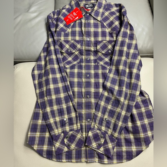 NWT - Diesel Men's Western Check Shirt - Size M - Picture 8 of 13